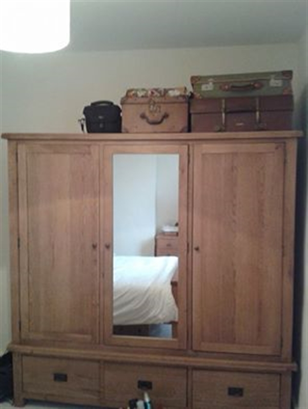 Lyon Oak Extra Large Triple Wardrobe with Mirror The Cotswold Company