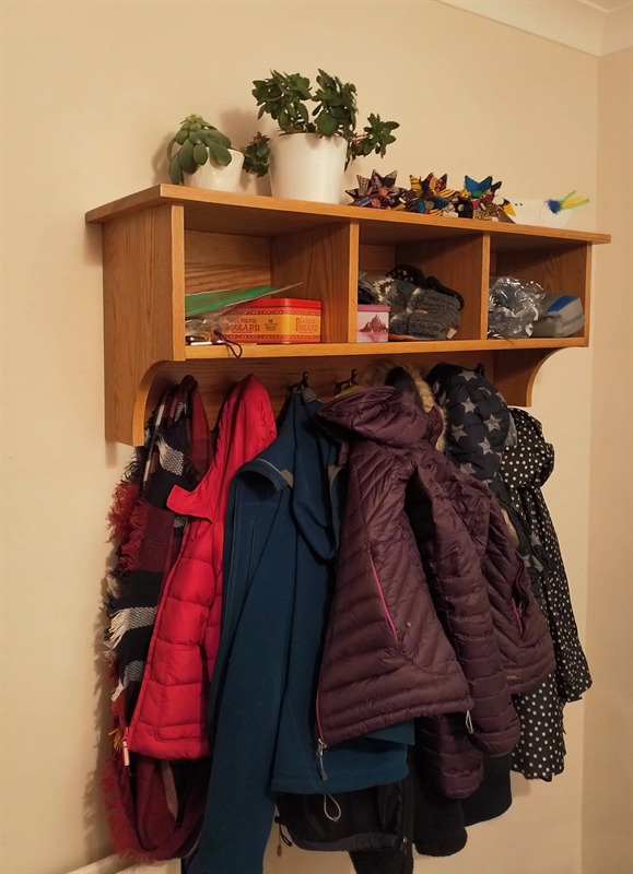 storage shelf with hooks