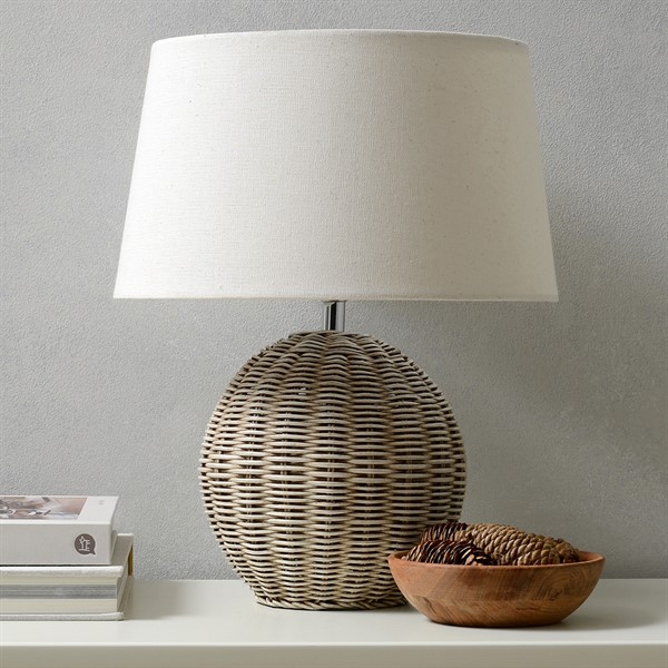 grey wicker lamp