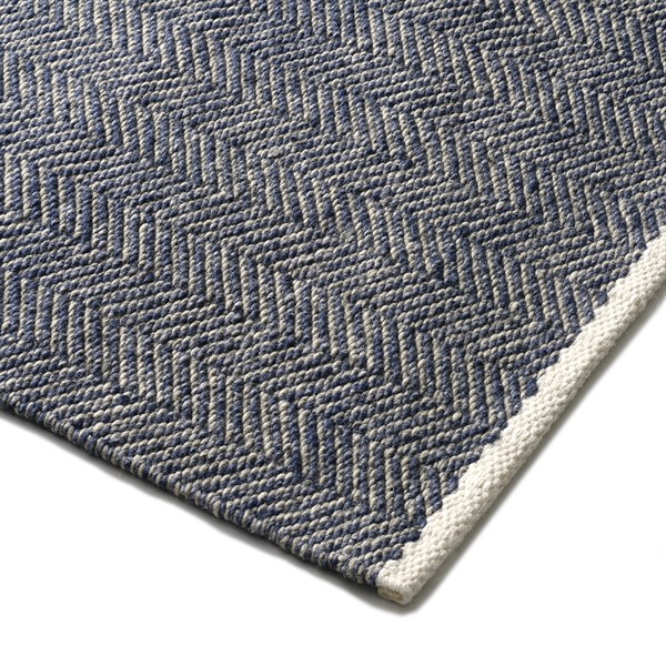 Milton Herringbone Rug Navy 160x230cm - The Cotswold Company
