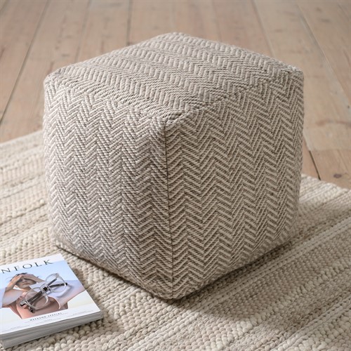 Milton Herringbone Pouffe - Natural