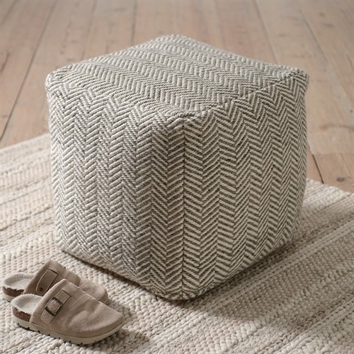 Milton Herringbone Pouffe - Moss