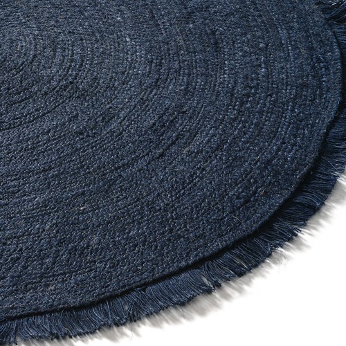 Jute Braided Round Rug Navy 150cm