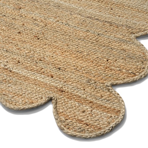 Jute Braided Rectangular Rug Natural - Scalloped Edge 120x170cm