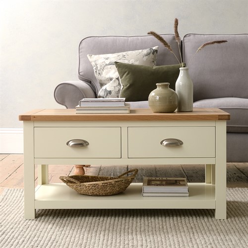 Sussex Cotswold Cream Coffee Table With Drawers