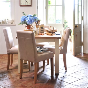 Sussex Cotswold Cream 90cm-155cm Ext. Table and 4 Linen Chairs
