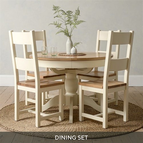Sussex Painted 110-145cm Ext. Round Table and 4 Chairs