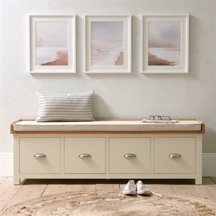 Sussex Cotswold Cream Four Drawer Shoe Bench with Cushion