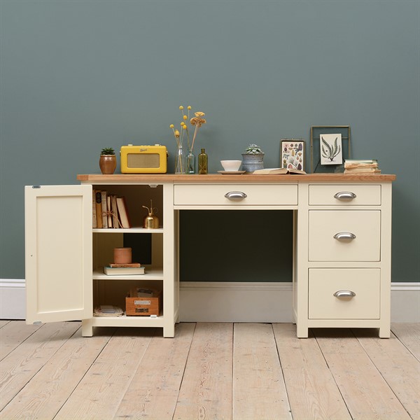Sussex Cotswold Cream Double Pedestal Desk The Cotswold Company