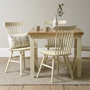 Sussex Cotswold Cream 90cm-155cm Table and 4 Spindleback Chairs