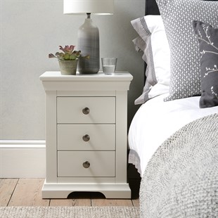Chantilly Warm White 3 Drawer Bedside Table