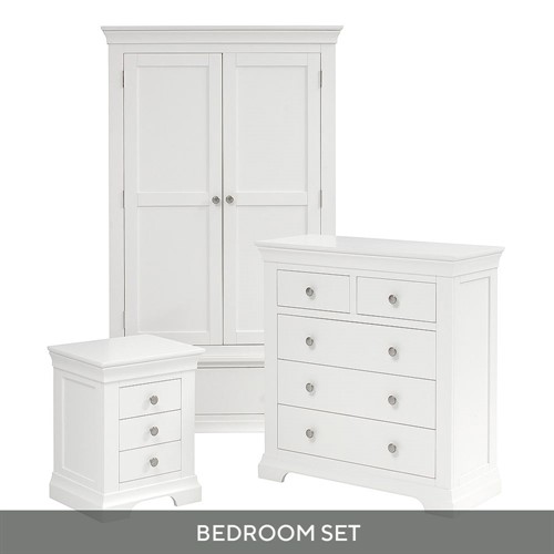 Chantilly Warm White Double Wardrobe Bedroom Set