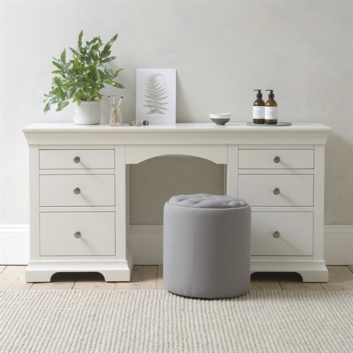 Chantilly Warm White Double Pedestal Dressing Table