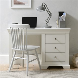 Chantilly Warm White Single Pedestal Dressing Table / Desk