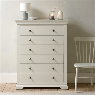 Chantilly Warm White Tall 6 Drawer Chest