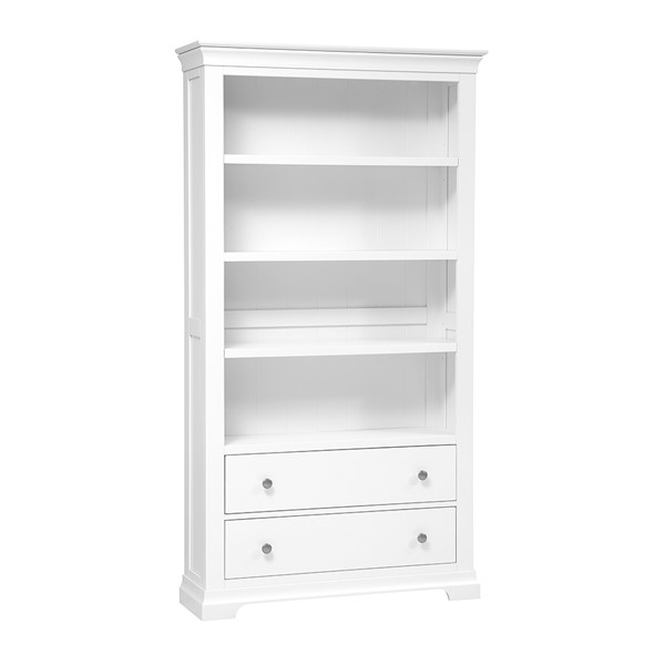 Chantilly Warm White Large Bookcase, White Bookcase With Doors On Bottom