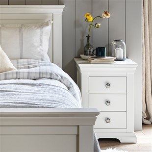 Chantilly Warm White  3 Drawer Bedside