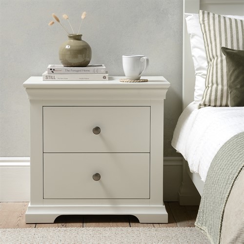 Chantilly Warm White  Large 2 Drawer Bedside