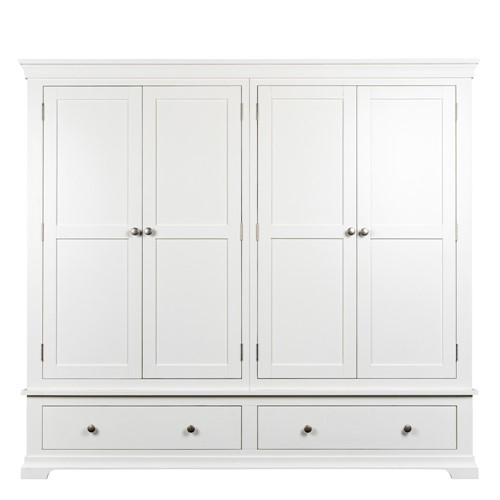 Chantilly Warm White Quad Wardrobe with Drawers