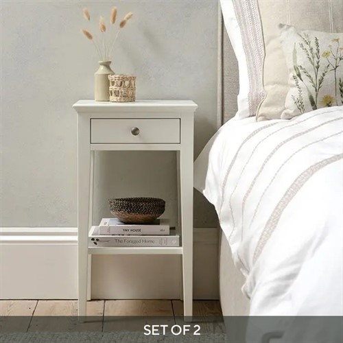 Chantilly Warm White Narrow Bedside Set of 2