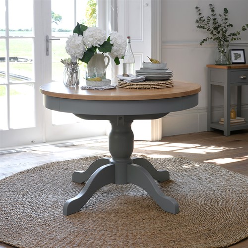 Sussex Storm Grey 110-145cm Round Extending Table