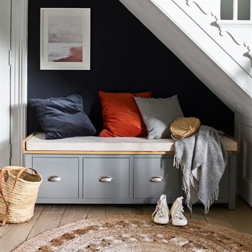 Sussex Storm Grey Four Drawer Shoe Bench with Cushion