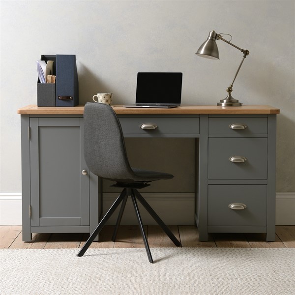 grey double pedestal desk