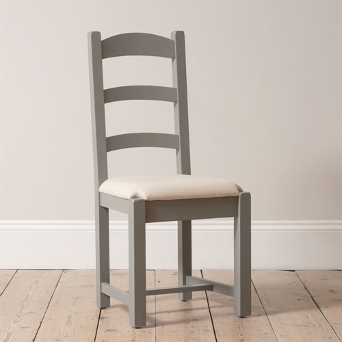 Sussex Storm Grey Ladderback Chair with Linen Seat Pad