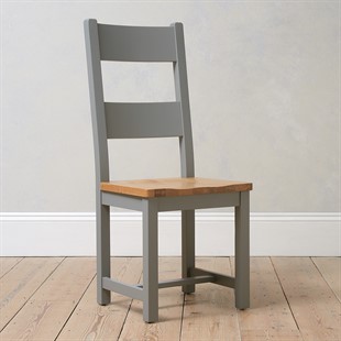 Sussex Storm Grey Ladderback Chair with Wooden Seat Pad