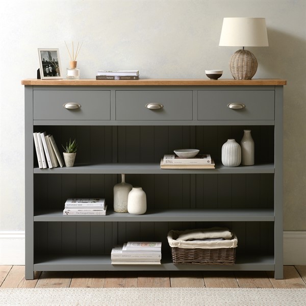 Sus Storm Grey Tall And Wide, Threshold Carson Narrow Bookcase White Oak Finish