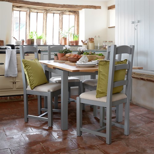 Sussex Storm Grey 90cm-155cm Table and 4 Linen Chairs