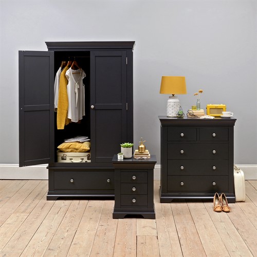 Chantilly Dusky Black Double Wardrobe Bedroom Set