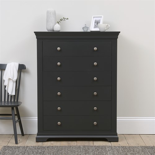 Chantilly Dusky Black Tall 6 Drawer Chest