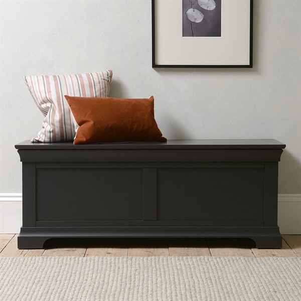 Chantilly Dusky Black Wide Blanket Box - The Cotswold Company