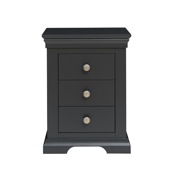 Chantilly Dusky Black 3 Drawer Bedside Table - The Cotswold Company