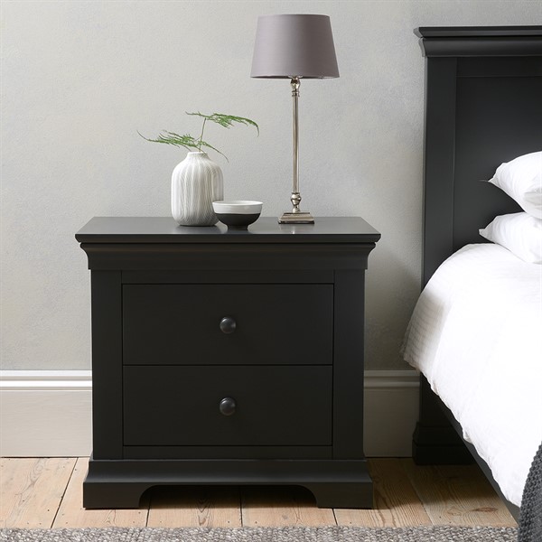 Chantilly Dusky Black Set of 2 Jumbo Bedside Tables - The Cotswold Company