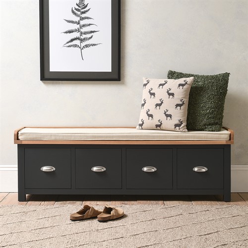 Sussex Cotswold Charcoal Four Drawer Shoe Bench