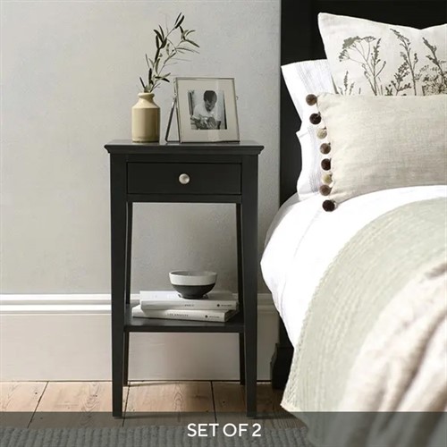 Chantilly Dusky Black Narrow Bedside Set of 2