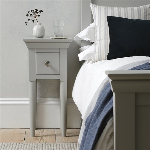 Chantilly Pebble Grey Petite 1 Drawer Bedside Table