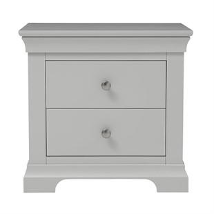 Chantilly Pebble Grey  Large 2 Drawer Bedside