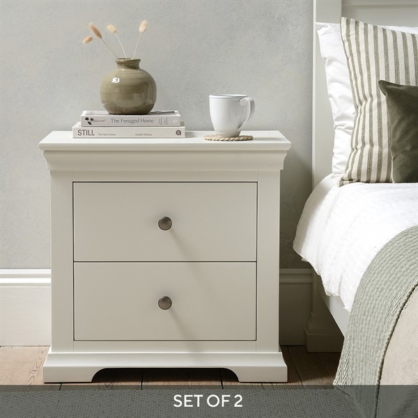 Chantilly Warm White Set of 2 Jumbo Bedside Tables The Cotswold Company