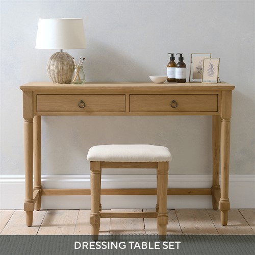 Elkstone Mellow Oak Console Dressing Table and Stool