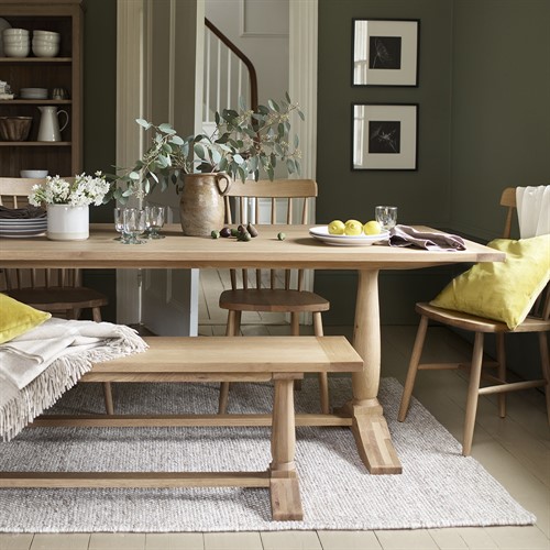 Elkstone Mellow Oak Dining Set with Bench and Spindleback Chairs