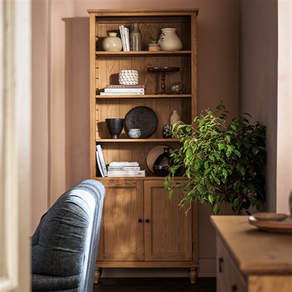 Elkstone Mellow Oak Alcove Display Cabinet - The Cotswold Company