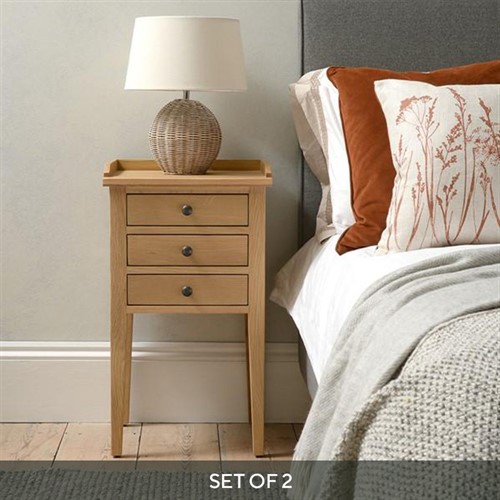 Elkstone Unique 3 Drawer Nightstand Set of 2