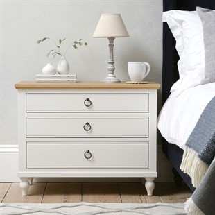 Elkstone Painted Parchment Large 3 Drawer Bedside