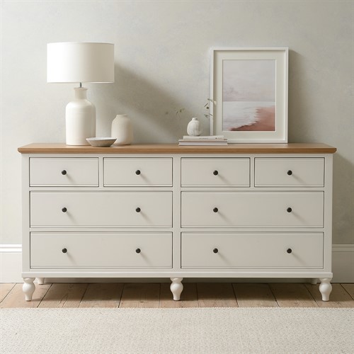Elkstone Painted Parchment 8 Drawer Wide Chest