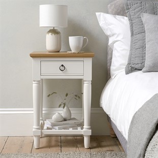 Elkstone Painted Parchment Small 1 Drawer Bedside