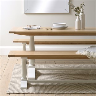 Elkstone Pale Grey Dining Table and 2 Benches