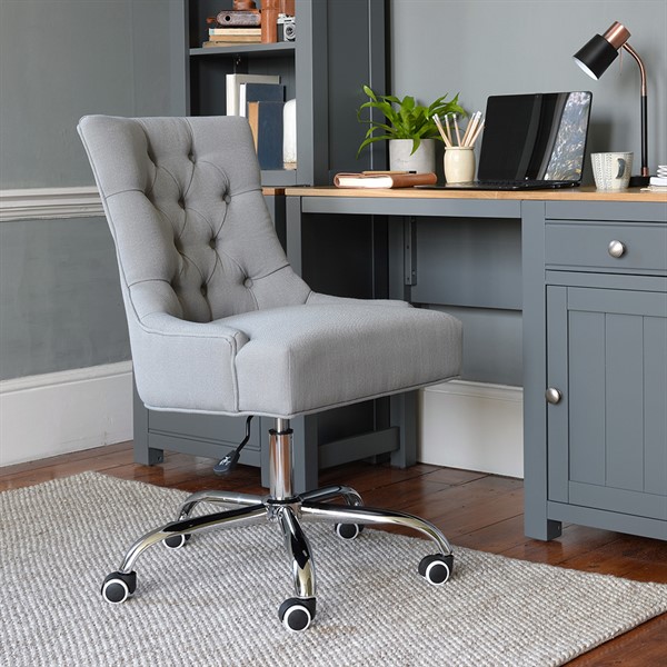 grey desk with chair